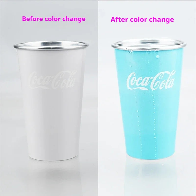 470ml Portable Aluminum Mug-CocaCola Cups ColorChanges When Cool Perfect for Cold Sensation Outdoor Camping Beer Cold DrinksCup
