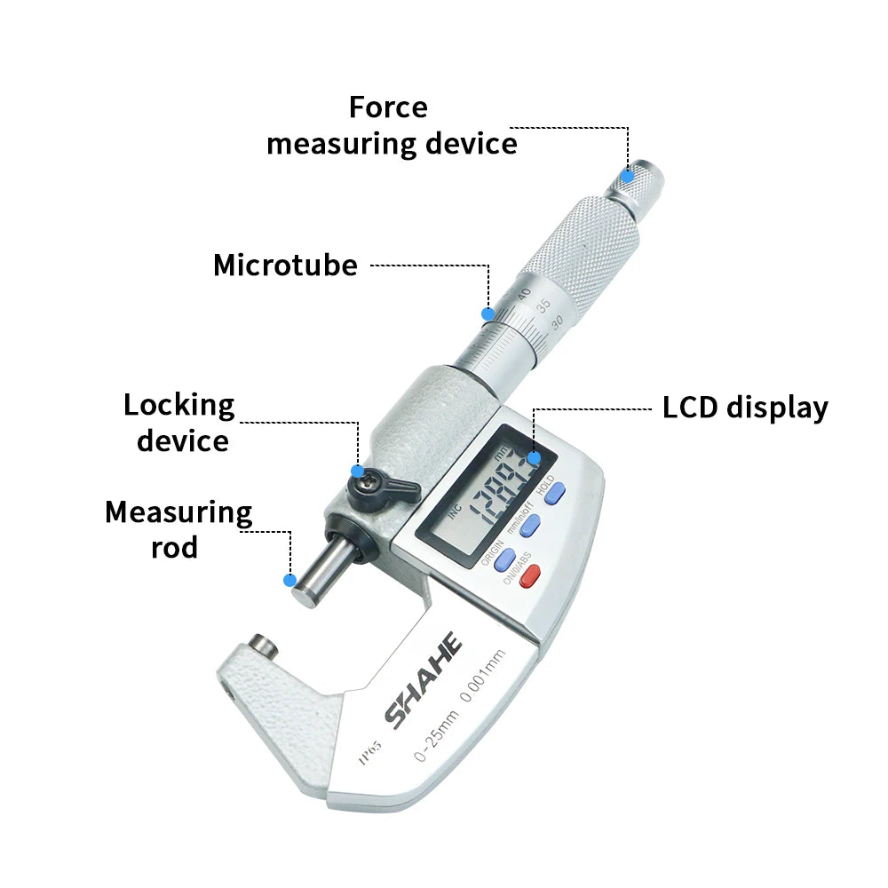 SHAHE 0.001mm Electronic Outside Micrometer 0-25mm Digital Micrometer Electronic Digital Caliper Gauge