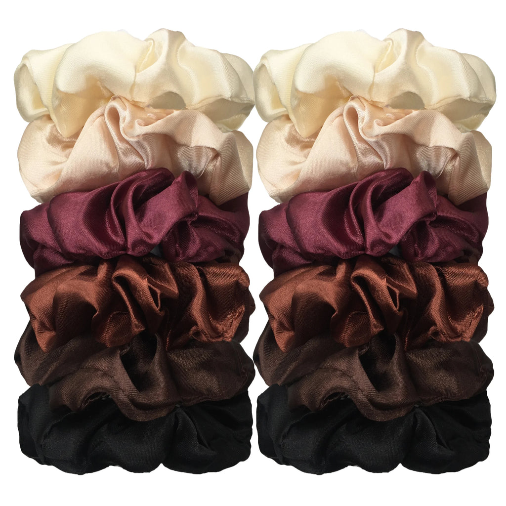12/8pcs Premium Satin Large Intestine Hair Bands for Women Hundreds of Fabric Rubber Bands Hair Accessories