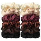 12/8pcs Premium Satin Large Intestine Hair Bands for Women Hundreds of Fabric Rubber Bands Hair Accessories