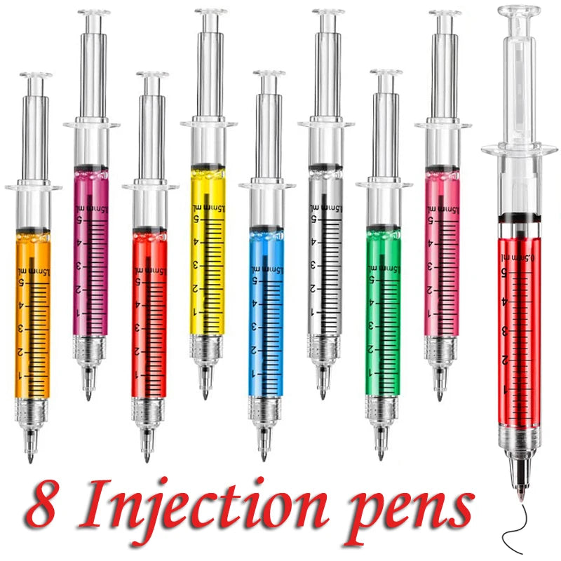 8Pcs Novelty Syringe Ballpoint Pens Cute Stationery Nurse Pen Ballpoint Pen 0.5mm Ballpen
