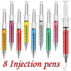 8Pcs Novelty Syringe Ballpoint Pens Cute Stationery Nurse Pen Ballpoint Pen 0.5mm Ballpen