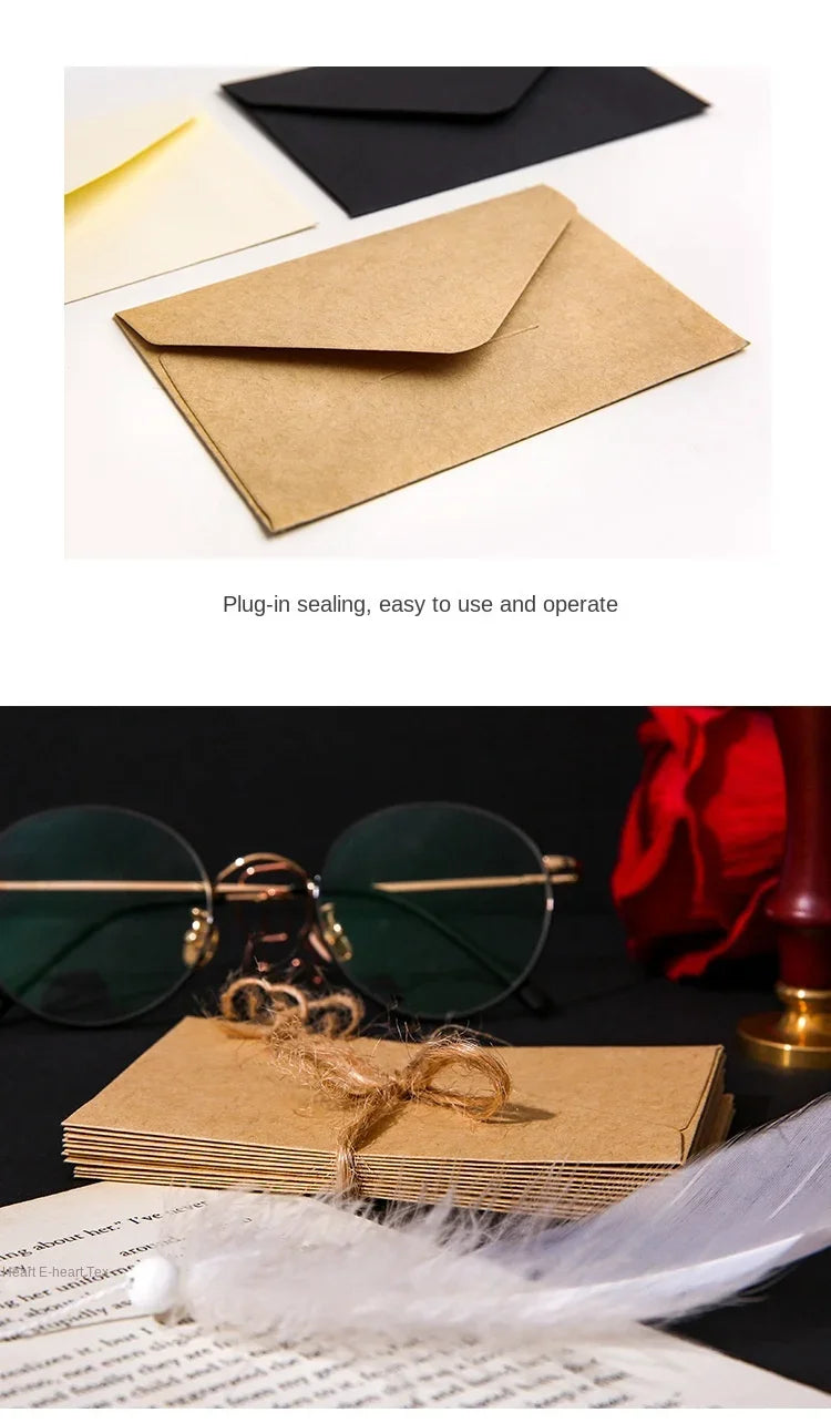 20/40/80PCS Classical White Black Kraft Blank Mini Paper Window Envelopes Wedding Invitation Envelope Gift Envelope