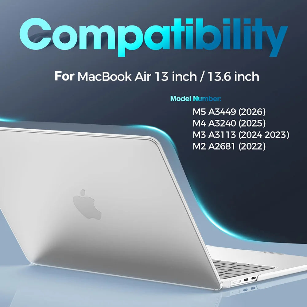 Transparent Laptop Case For Macbook Air 13.6 M5 Chip A3449 Case Macbook Air 13.6 A3240 M4 M3 A3113 A2681 Hard Clear Cases Cover