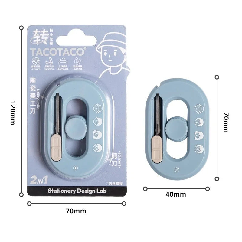 1pcs Funny Mini Fold Scissor Portable Size Fidget Spinner Safe Cutter Utility Knife Cutter for Paper Diary Office School A7894