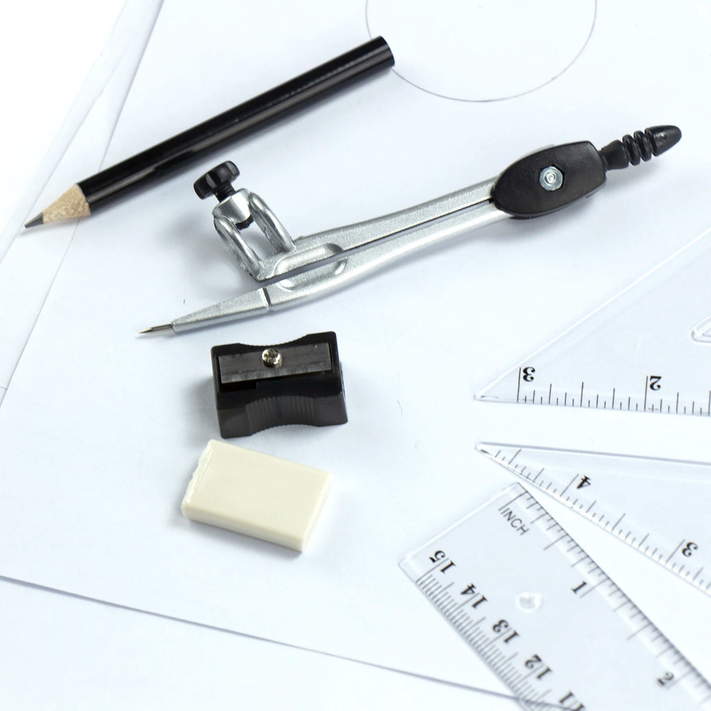 Basic 8‑piece metal compass set, geometry drafting drawing tools for student use