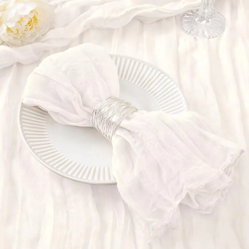 12 PCS Gauze Table Napkins 20x20 Inch Soft Cheesecloth Wrinkled Dinner Napkins for Weddings Party Reception Anniversary