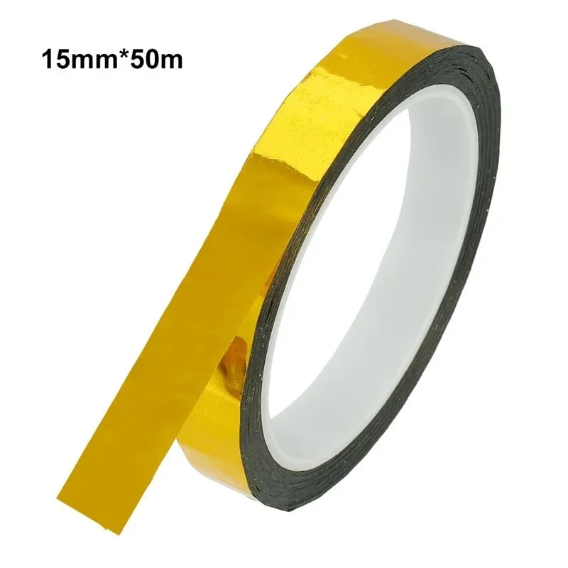 50M Glitter Slim Gold Silver Foil Washi Tapes Self-Adhesive Wrapping Shiny Wrapping Cookie Jars Packaging Tape Twist Tie Line
