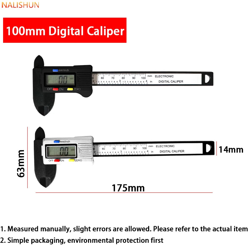 0-100mm/0-150mm Carbon Fiber Digital Caliper 0.01mm High Precision, Electronic Vernier Measuring Large LCD Screen Inch/mm