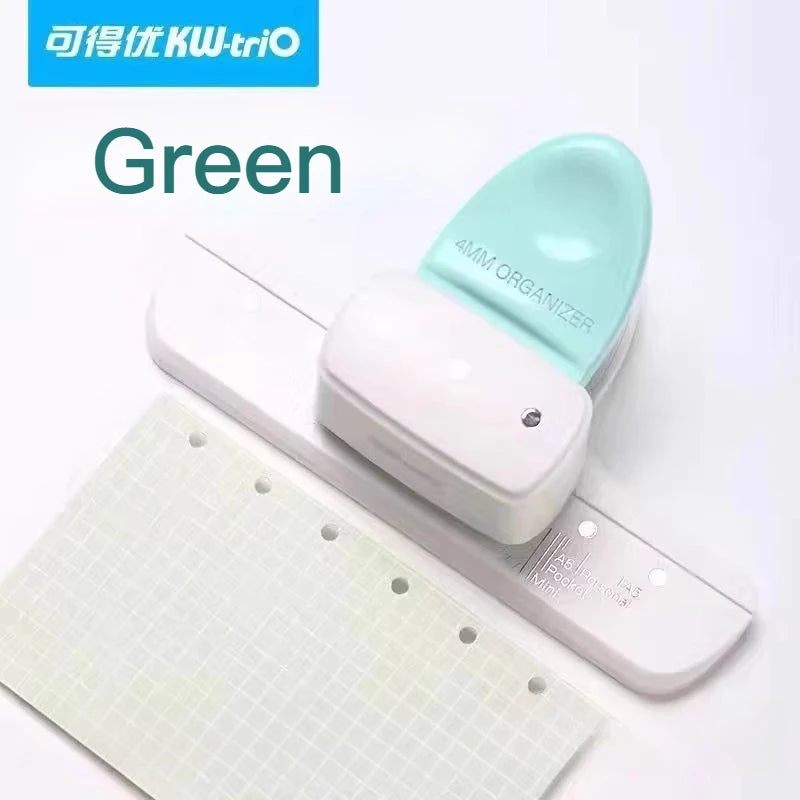 KW-TRIO Multi-Colored Loose-Leaf Hole Punch with 4mm Small Aperture Multi-Hole Punch with Ruler Design Portable Hole Punching