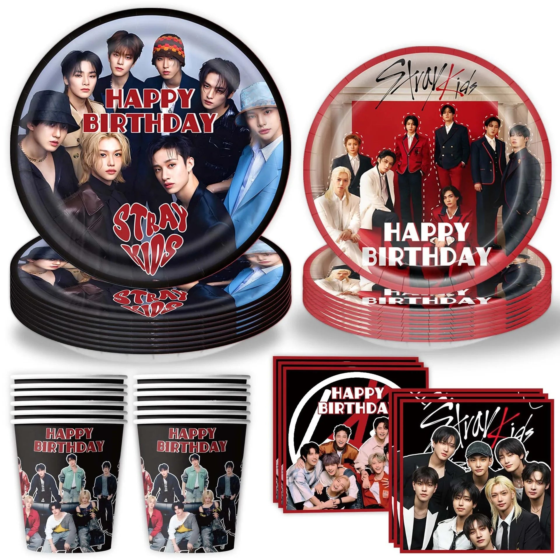 New SK Male Group Birthday Party Theme Decoration Cup Plate Banner Backdrop Gift Bag for Gift Baby Shower Supplies