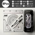 8 In1 Compass Ruler Set Mathematical Geometry Plate Stationery Math For Students Drawing Accessori 2220