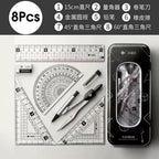 8 In1 Compass Ruler Set Mathematical Geometry Plate Stationery Math For Students Drawing Accessori 2220