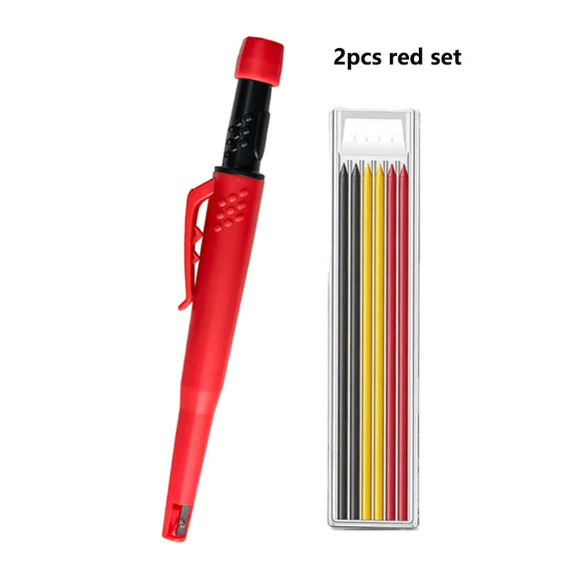 5 Colors 2.8mm Solid Woodworking Mechanical Pencil with Pen Cover 2B Black Yellow Red Lead Long Headed Carpenter Marking Pencil