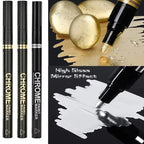 5/1pcs Chrome Pen Marker Mirror Waterproof Paint Repair For Rock Ceramic Glass Metallic Gold/Silver 2mm Nib