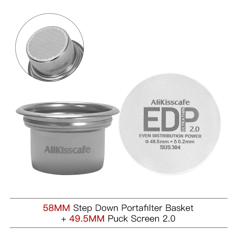 AliKisscafe 58mm to 49mm Step Down Filter Basket Kit Screen Tamper For Bottomless Portafilter Espresso Accessories Barista Tools