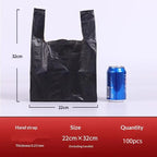 100Pcs Disposable Black Vest Plastic Trash Bag Household Thickened Kitchen Office Clean Garbage Bin With Handle Plastic Bags