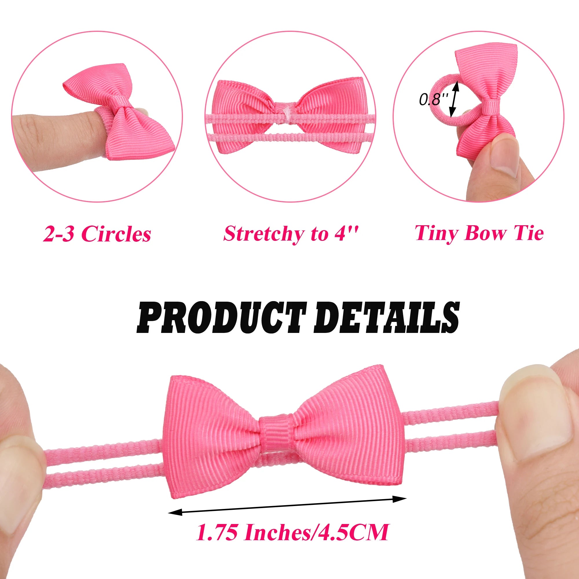 40/60/80 Baby Girls Hair Ties 2 Inches Hair Bows Rubber Band Ribbon Hair Bands Ropes for Infant Children Gift 40 Colors in Pairs