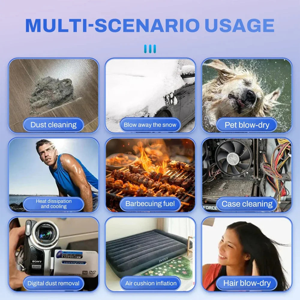 500000RPM Air Blower X11 Super Powerful Compressed Air Duster Electricity Consumption Display Air Vacuum Blower Jet Fan For Car