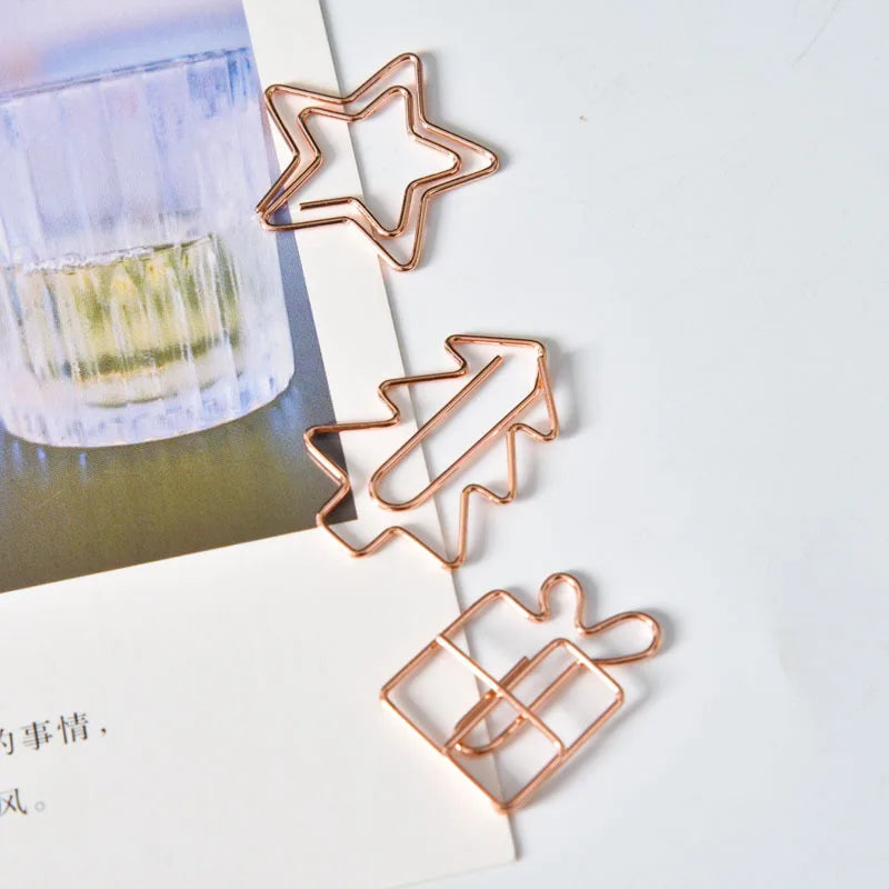 20pcs Retro Metal Clips Mini Christmas Tree Paper Clip Bookmark Book Binding Notebook Decor Stationery School Binding Supplies