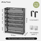 5 Pocket Mesh Hanging Wall File Organizer, Wall Mounted Mail Paper Document Folder Holder,Magazine Rack for Office Home School.