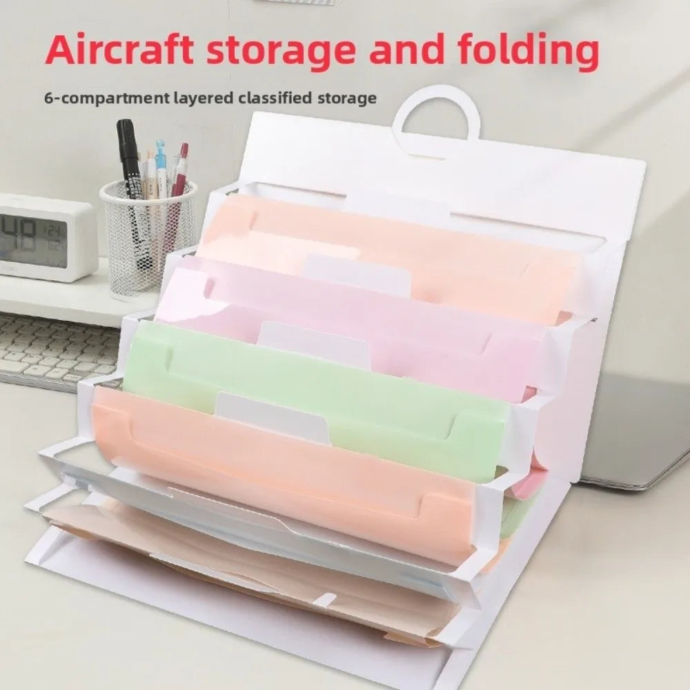 6 Pockets Hanging File Folders Wall Mounted Large Capacity Expandable Accordian Pockets Multi-color File Organizer Magazine