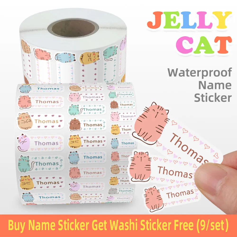 Custom Name Sticker for Kids School Clothes Waterproof Iron on Clothing Tags Transparent Label Personalized Child Washi Stickers