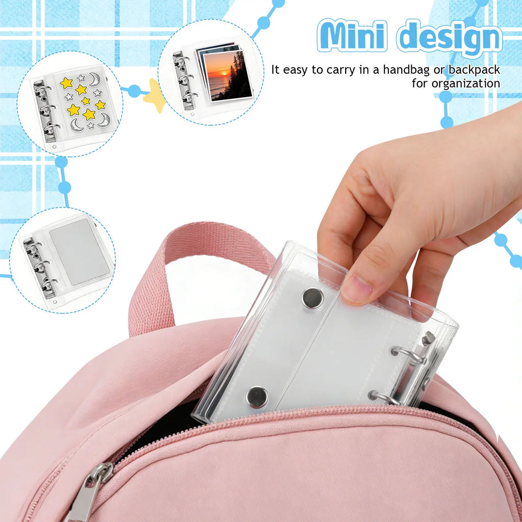 1Set Mini A8 3 Ring Binder Cover Transparent Soft Clear Loose Leaf Folder Snap Button Organizer Travel Budget Document Protector