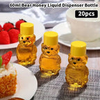 20pcs Plastic Transparent Disposable Cartoon Bear Juice Bottle, Small Capacity Dispensing Bottle, 60ml Honey Bottle