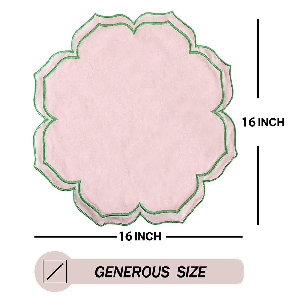 4PCS Cotton Napkins With Wavy Edge Embroidery Suitable for Dinner Wedding Hotel Christmas