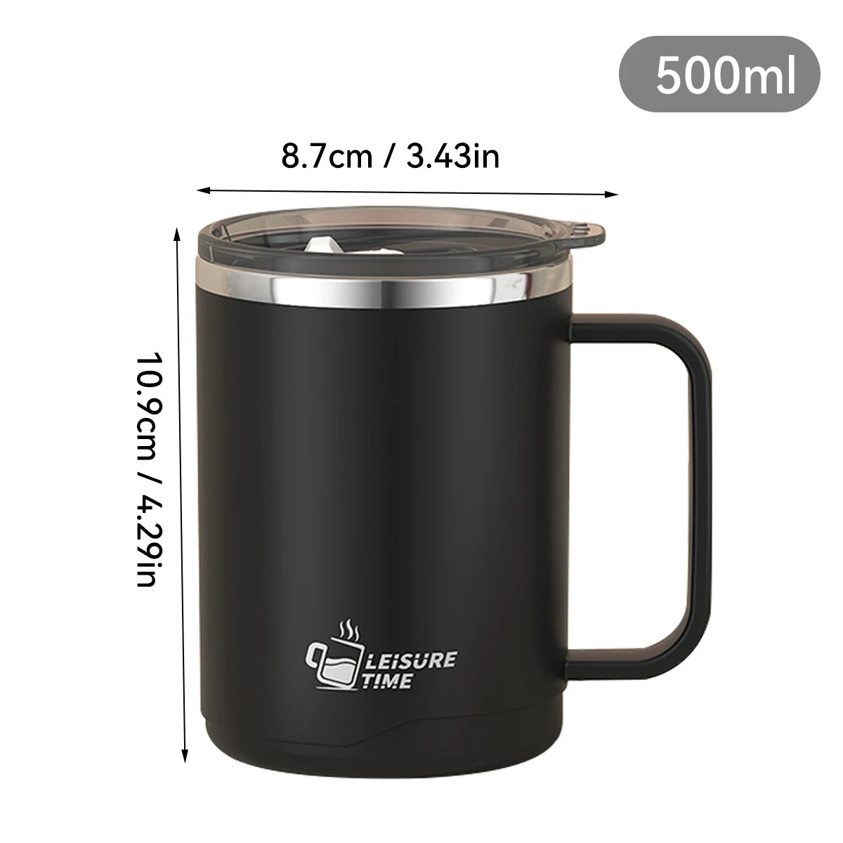 WORTHBUY 304 Stainless Steel Double Wall Insulated Coffee Mug With Handle Portable Sealed Water Cup Large Capacity Drinking Cup