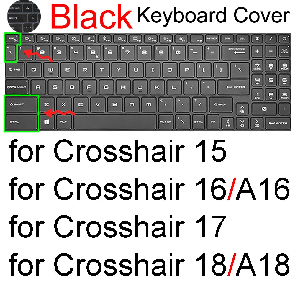 Keyboard Cover for MSI Crosshair 16 15 17 18 HX AI A2XW D14V A11U 12U B12U C12V Gaming Protector Skin Case Silicone 15.6 17.3