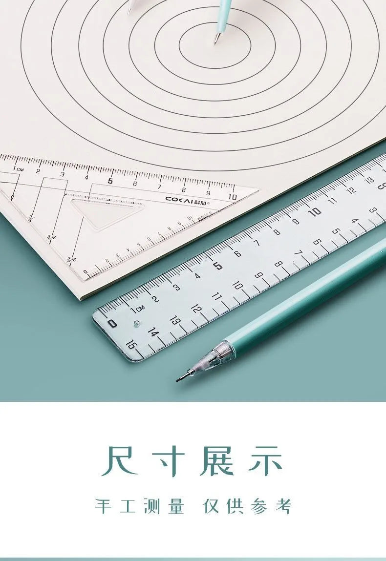 Compasses and Rulers 9-piece Set Kawaii Triangle Ruler Ruler Student Set Ruler Multi-functional Mathematical Drawing Compass Set