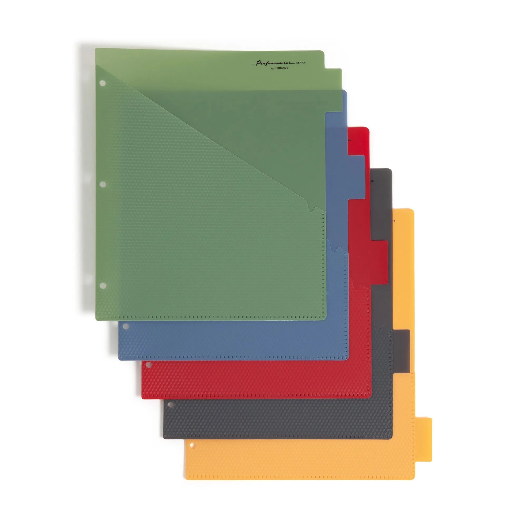 Gem Tone 5 Tab Poly Divider Set With Pockets For Binders, Durable School Office Organizer Insert Sheets
