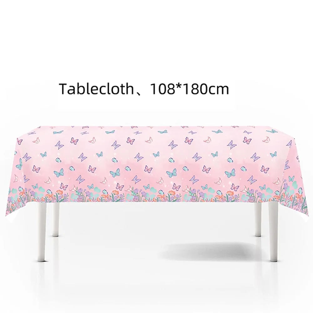 Butterfly Birthday Party Decoration Disposable Party Plates Cup Napkin Tablecloth Butterfly Knìfe Birthday Decoration Baby Showe