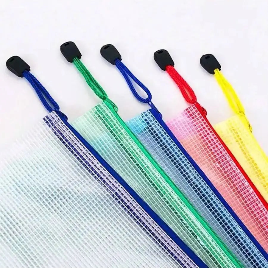 10pcs A4 zipper bag Multi-color waterproof plastic file bag Multi-purpose travel storage office supplies home organizing bag