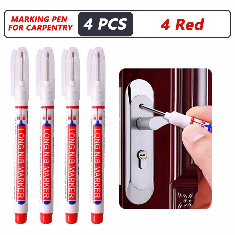 iLMH 4-40Pcs Deep Hole Long Nib Head Marker For Metal Perforating Pen Waterproof Bathroom Woodworking Decor Multi-Purpose Tool