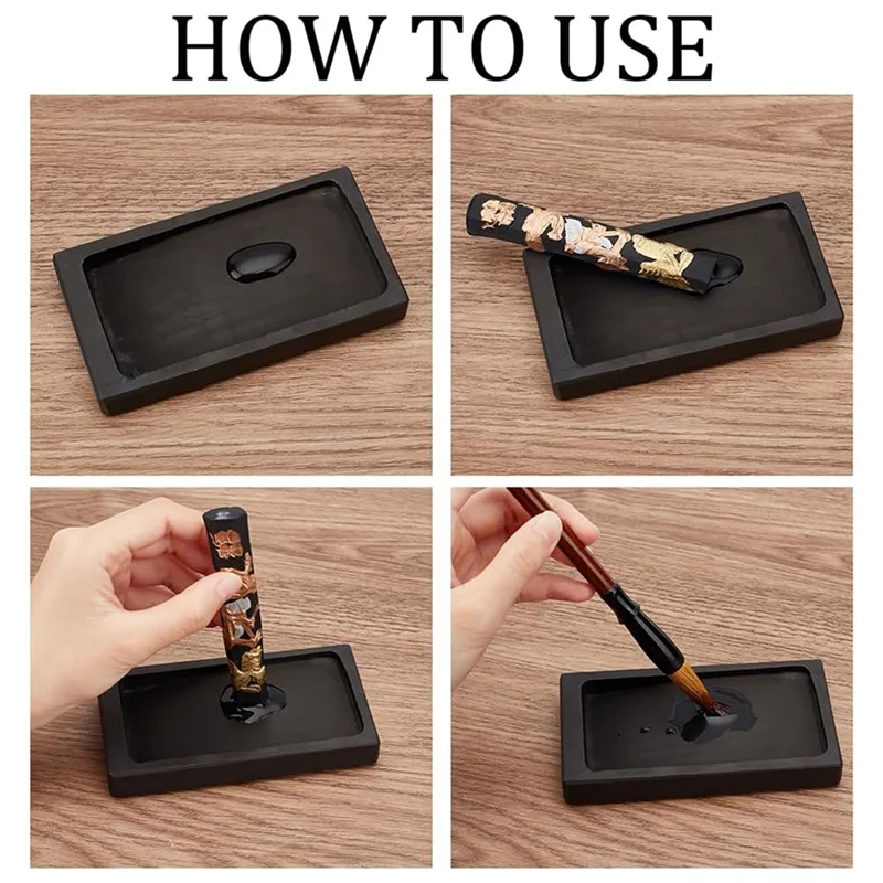 Durable-Chinese Calligraphy Inkstone Rectangle Dragon Phoenix Pattern Inker Sets Traditional Chinese Ink Stones With Ink Stick 1
