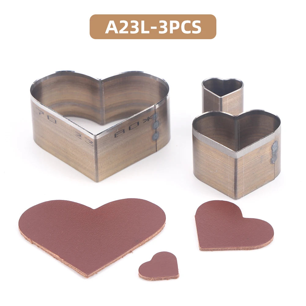 3pc DIY Cutting Punch Die Mold, Love/Star/Water Drop Handmade Leather Puncher, Making Creative Leather Craftwork Stencil Mould