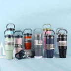 30OZ Portable Car Cup Stainless Steel Thermos Cup with Straw Travel Sports Water Bottle With Handle Cover Coffee Vacuum Flask