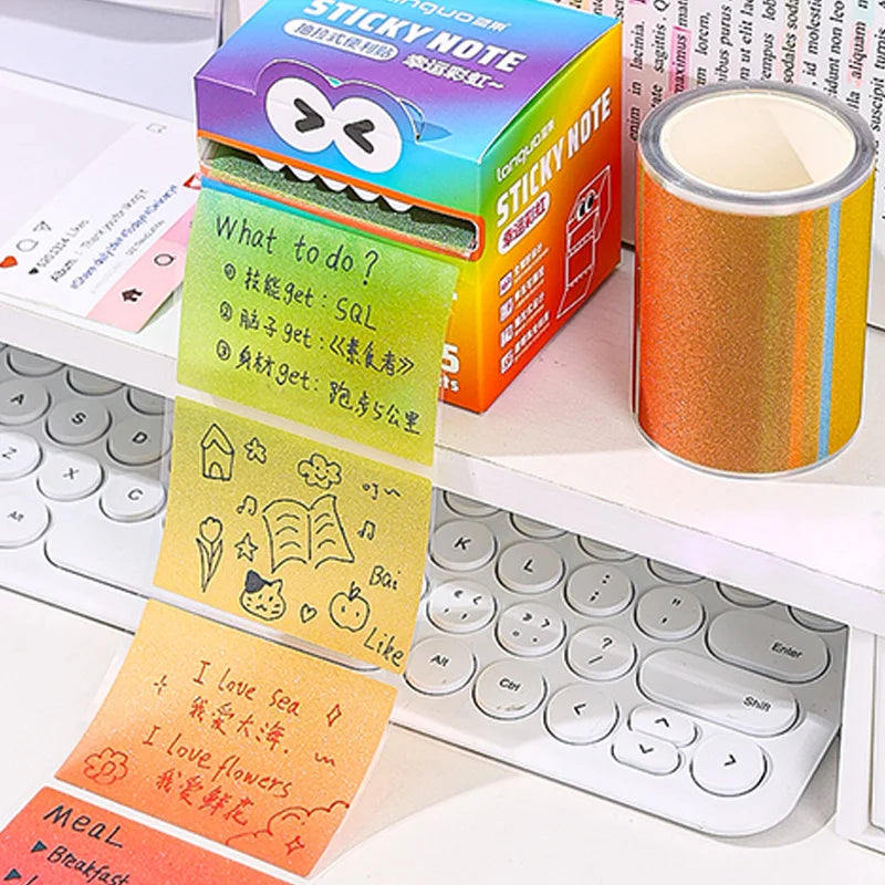 Mr. Paper 105/108Sheets/roll Pull-out Sticky Notes Student Stationery Sticky Notes Transparent Color Sticky Notes DIY Handbook