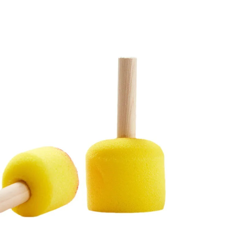 10 Pcs Set Wooden Handle Mushroom Head Sponge Brush Children DIY Painting Sponge Seal Set Paint Graffiti Create Unique Art Brush