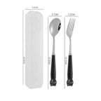 Cute Cartoon Travel Tableware with Case Portable Utensils Cutlery Set Reusable Flatware Silverware Include Fork Spoon with Case