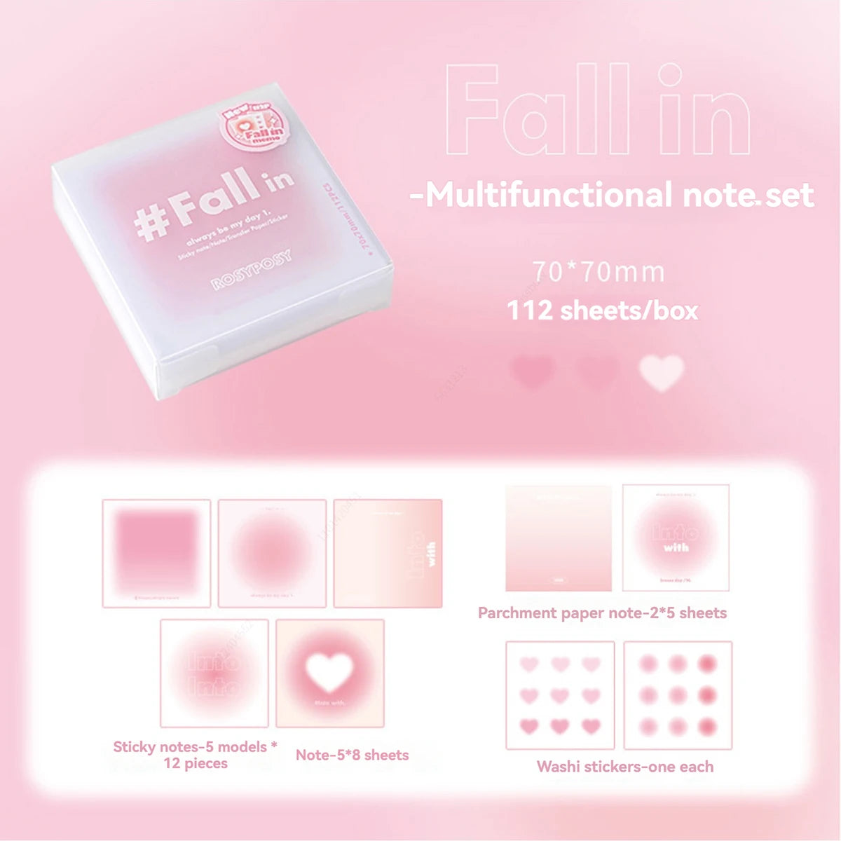 112Sheets Multifunctional Sticky Notes Portable Student Note Marker Writing Sticky Notes Self-Adhesive Easy To Apply Notepad
