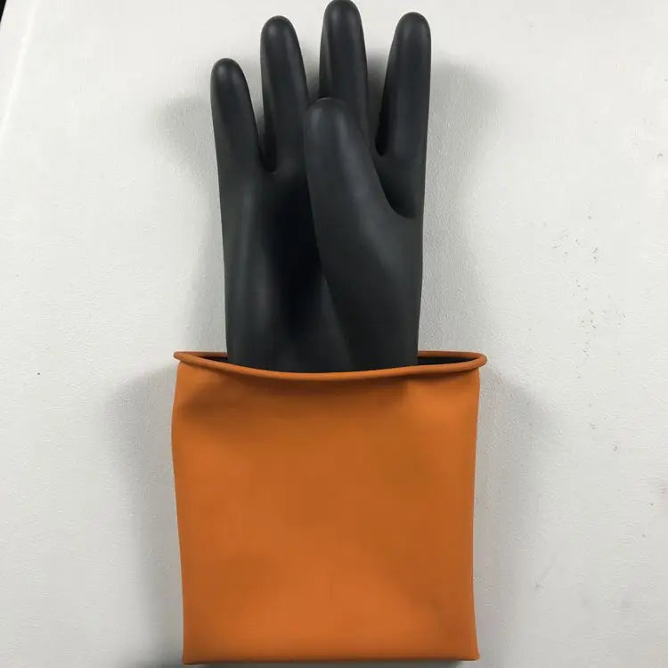 Acid and alkali resistant black lengthened anti-corrosion waterproof industrial latex thickened rubber gloves