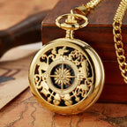 Multifunctional Pocket Watch Flip Open Survival Compass for Men Retro Hollow Out Pocket Watch Compass With Clasp Chain