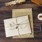 Retro Vintage Kraft Envelope Letter Pad Set Old Europe Style Love Letter Invitation Envelopes Writing Paper With Rope