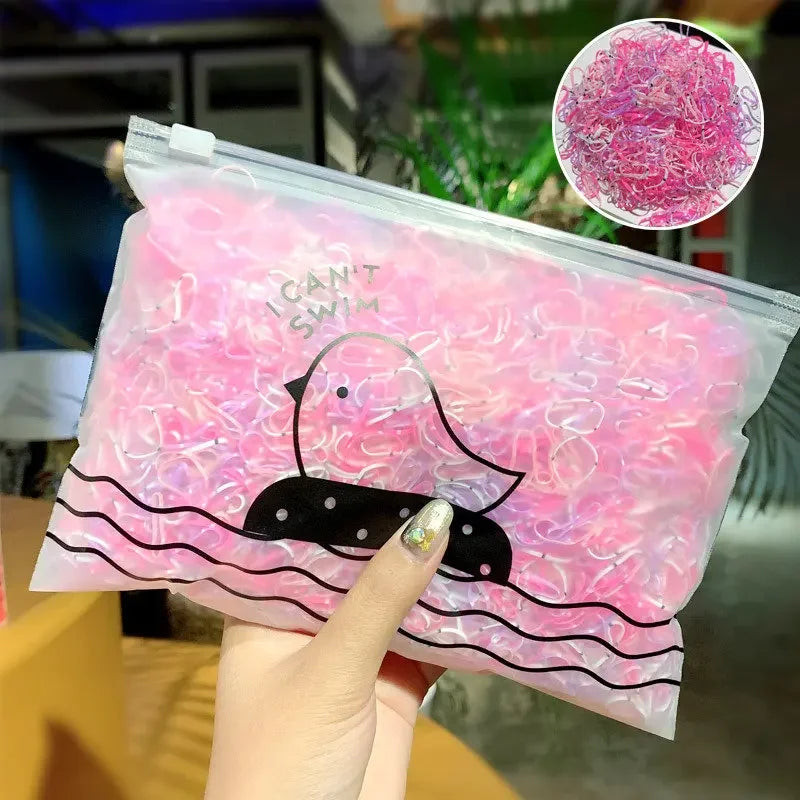 Kids Elastic Hair Accessories, 500Pcs Colorful Disposable Ponytail Rubber Bands for Girls