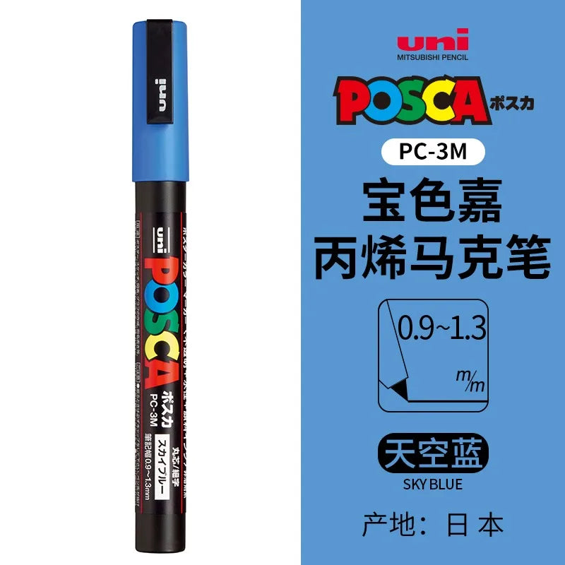 uni POSCA POP Water-Based Marker,Assorted Colors PC-1M/3M/5M 0.7~2.5mm Tips Professional Acrylic Paint Pen for Artists&Designers