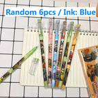 12pcs Tung Tung Sahur Italian Brainrot Wooden Stick Gel Pen Cartoon Signature Pen Individually Packaged Student Stationery Gift